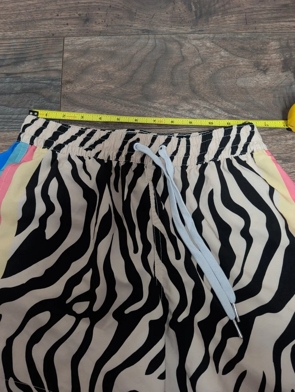 Duvin Swim Shorts Mens Small Zebra Disco Trunks Rainbow Stripe Brief Lined